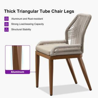 Patio Dining Chair Set 2 Pieces Metal Wicker Rattan Chairs for Outside Porch Garden Modern Outdoor Furniture Seating | The Home Depot