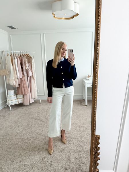 This would make a great work outfit. Paired Spanx cropped wide leg Pants with the Lady Jacket and  heels. Fit is tts  

Use the code AMANDAJOHNxSPANX to save! 

#LTKshoecrush #LTKstyletip #LTKworkwear