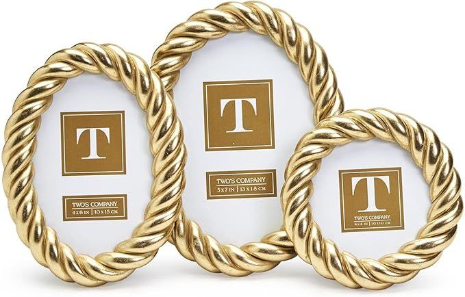 Two's Company Gilded Rope Set of 3 Gold Finish Photo Frames Includes 3 Sizes | Amazon (US)