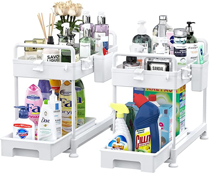 SOLEJAZZ 2-Tier Under Sink Organizer, Sliding Under Bathroom Cabinet Storage Drawer Organizer wit... | Amazon (US)