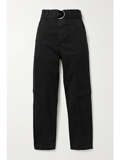 Athena belted cotton-blend twill tapered pants | NET-A-PORTER (US)