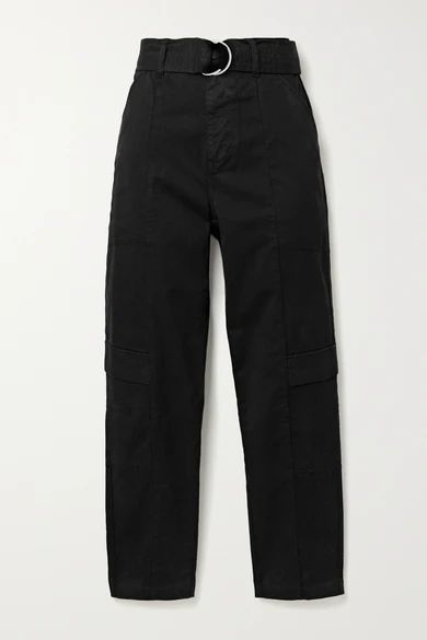 Athena belted cotton-blend twill tapered pants | NET-A-PORTER (US)