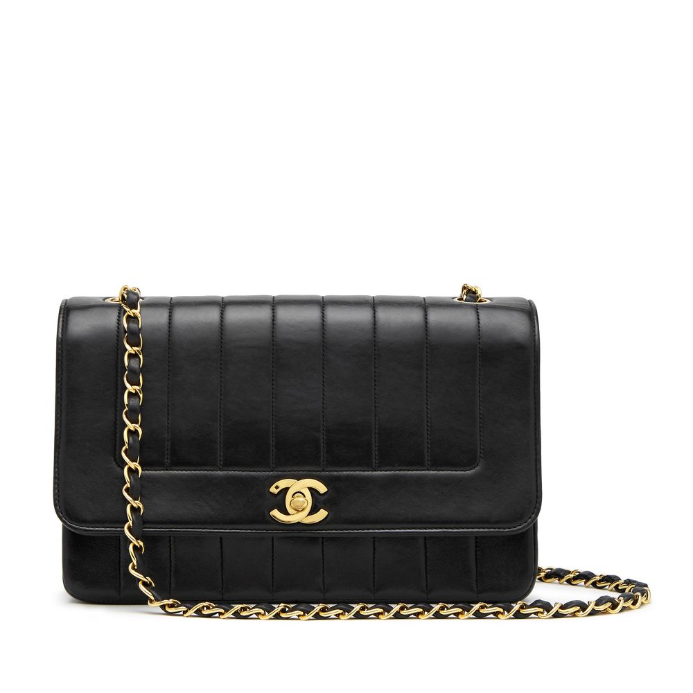 What Goes Around Comes Around Chanel Black Lambskin Flap Bag, 10” | goop