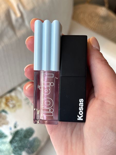 Kosas lip oil in exposed and lipstick in rosewater 