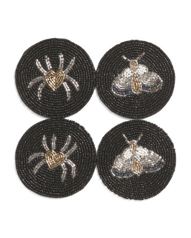 4pk Spider And Moth Beaded Coasters | TJ Maxx