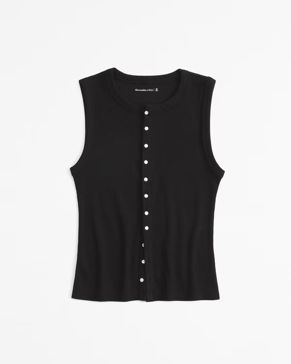 Rib Crew Button-Up Top | Abercrombie & Fitch (US)