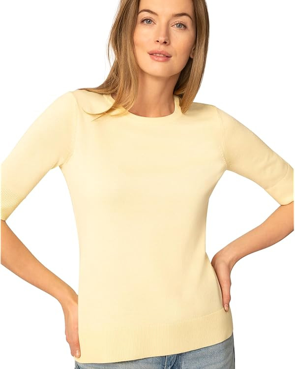Cable & Gauge Elbow Sleeve Crewneck Sweater | Amazon (US)