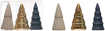 Creative Co-Op Blue Grey Golden Tree 5.5 x 4 Porcelain Decorative Tabletop Christmas Figurine Set... | Amazon (US)