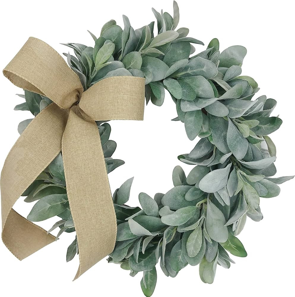 Easy Fine 18 Inch Flocked Lambs Ear Wreaths for All Seasons Spring Summer Fall Autumn Winter Chri... | Amazon (US)