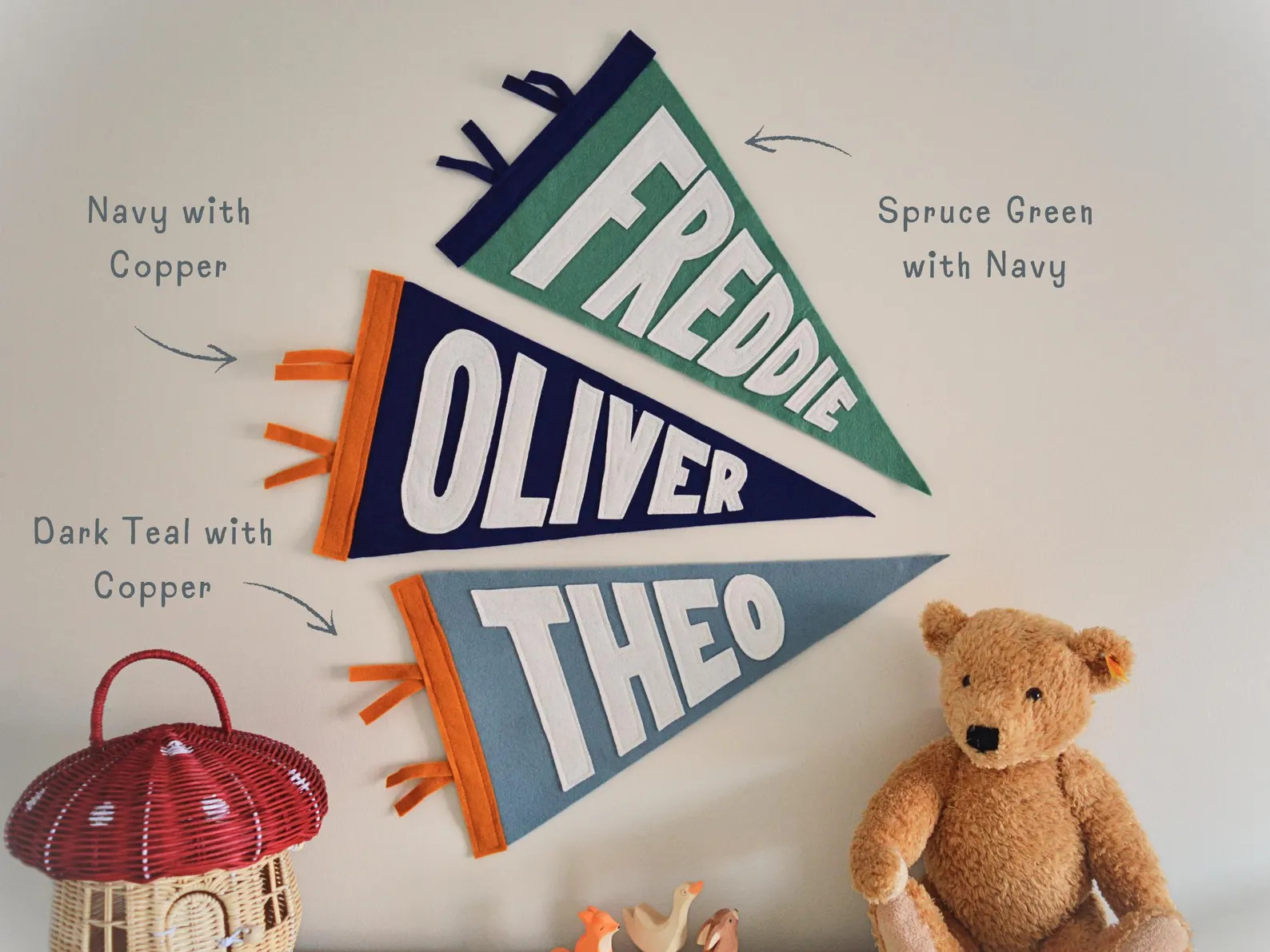 Felt Name Flag: Custom Handmade Pennant, Vintage Nursery Decor - Etsy | Etsy (US)