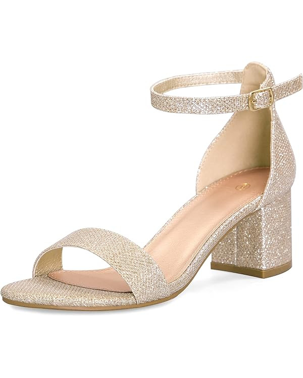 mysoft Women's Chunky Low Heels Open Toe Block Heeled Dress Ankle Strap Pump Wedding Sandals | Amazon (US)