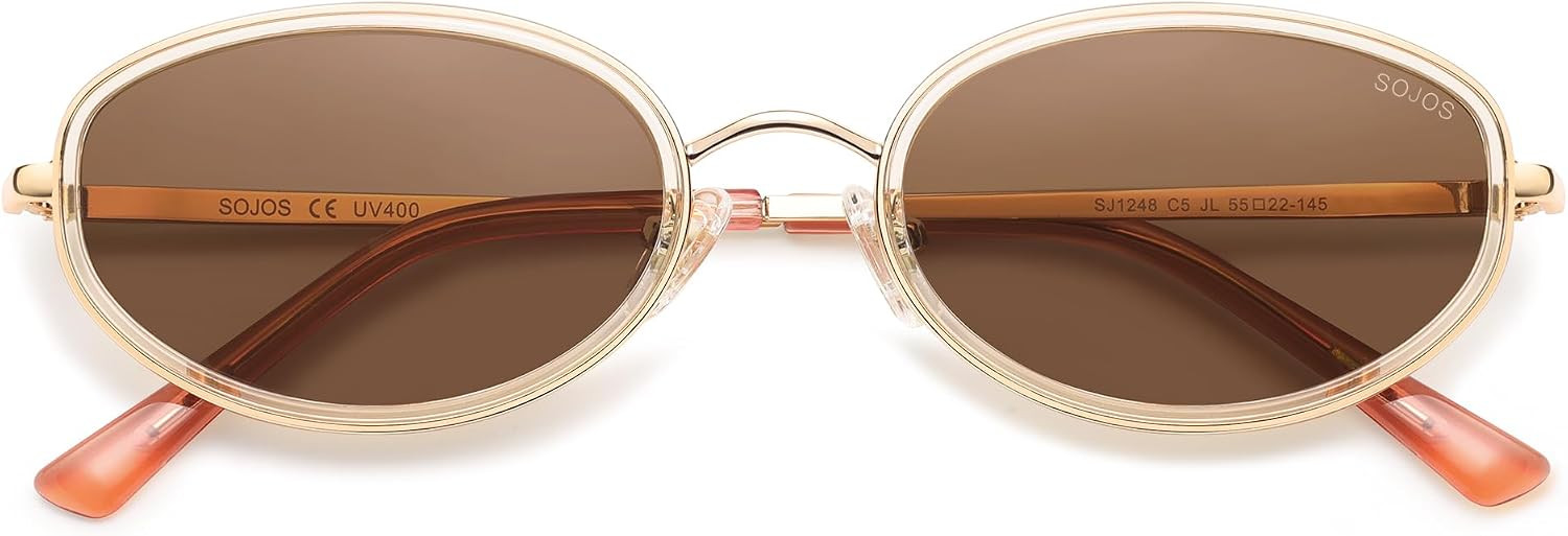 SOJOS Trendy Oval Polarized Sunglasses for Women Men, 80s 90s Chic Retro Vintage Sunnies SJ1248 | Amazon (US)