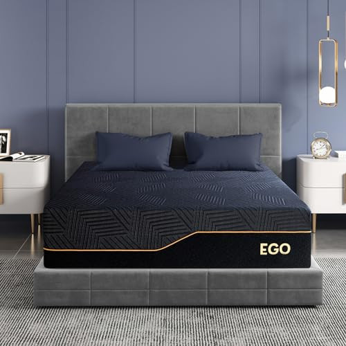 MLILY EGOHOME 14 Inch Queen Memory Foam Mattress for Back Pain, Cooling Copper Gel Bed in a Box, Foam Made in USA, CertiPUR-US Certified, Therapeutic Medium Firm, 60x80x14 Black | Amazon (US)