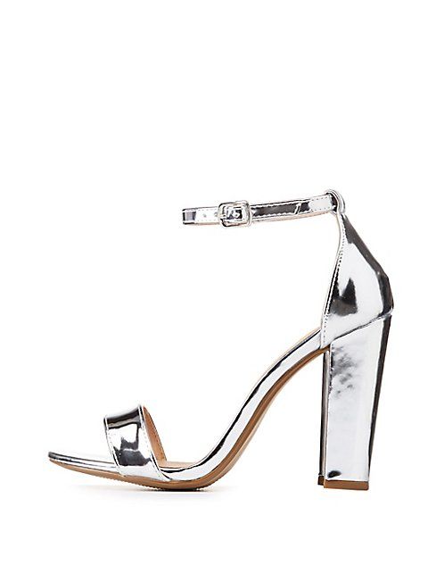 Becca Ankle Strap Heeled Sandals Metallic Studded Ankle Strap Sandals Becca Ankle Strap Heeled Sanda | Charlotte Russe