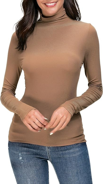 Womens Long Sleeve/Sleeveless Mock Turtleneck Stretch Fitted Underscrubs Layer Tee Tops | Amazon (US)