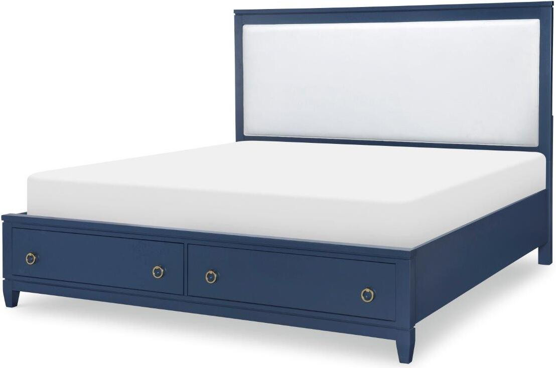 Summerland Inkwell Blue Finish King Upholstered Bed With Storage | 1stopbedrooms