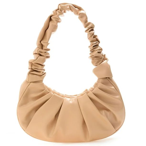 BIOSA Retro Women Pure Color Pleated PU Shoulder Underarm Bag Handbags (Brown) | Walmart (US)
