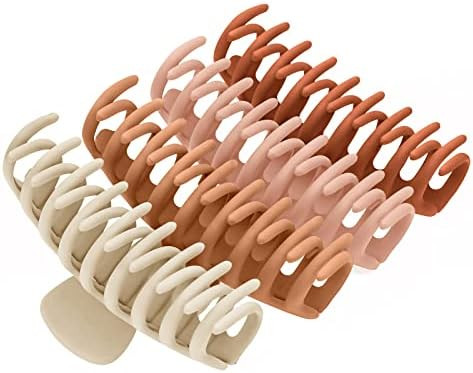 WLiuLiuLL Big Hair Claw Clips For Thick hair 4PCS Different color Large Hair Claw Clip Strong Hol... | Amazon (US)