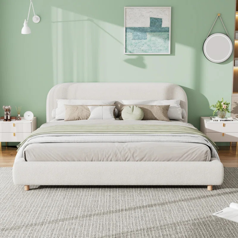 Latitude Run® Boucle Upholstered Platform Bed With Wood Slats & Reviews | Wayfair | Wayfair North America