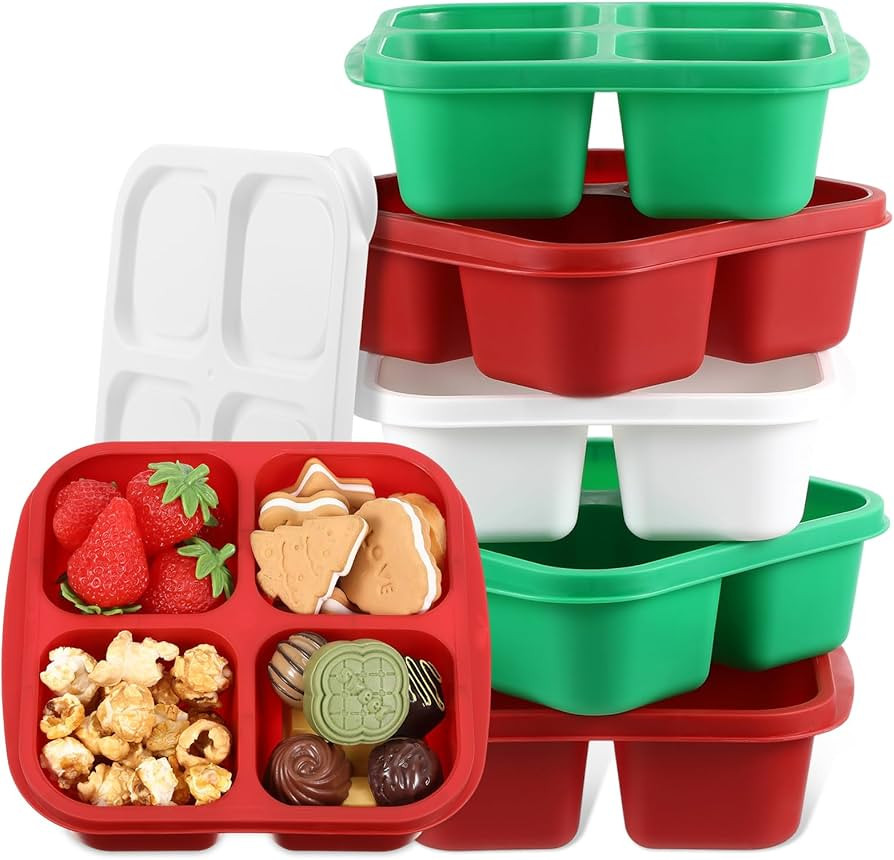 Honeydak 5 Pack Snack Containers 4 Compartment Bento Snack Boxes Reusable Lunchable Containers wi... | Amazon (US)