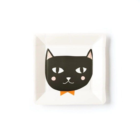 Halloween Cat Plates  Cat Decorations  Black Cat  Halloween - Etsy | Etsy (US)