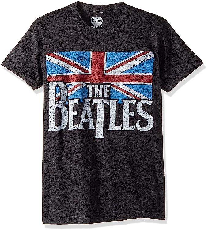 Bravado Men's Beatles Distressed British Flag T-shirt, Grey | Amazon (US)