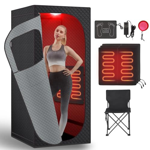 RRGFB Far Infrared Sauna Box with Red Light Therapy, Portable Dry Sauna for Relaxation, Detoxification, Carbon Crystal Heating,9 Levels, Full Size 5.9ft×2.9ft×2.6ft | Amazon (US)