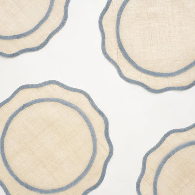 Light Blue Scalloped Woven Placemat | Set of 4 | Pomegranate