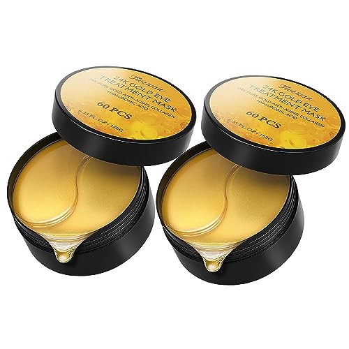 Fivewan 24k Gold Under Eye Patches - 120 Pcs Eye Mask Pure Gold Anti-Aging Collagen Hyaluronic Acid Under Eye Mask for Removing Dark Circles | Amazon (US)