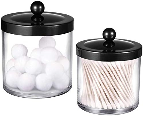 Premium Quality Plastic Apothecary Jars - Qtip Holder Bathroom Vanity Countertop Storage Organize... | Amazon (US)