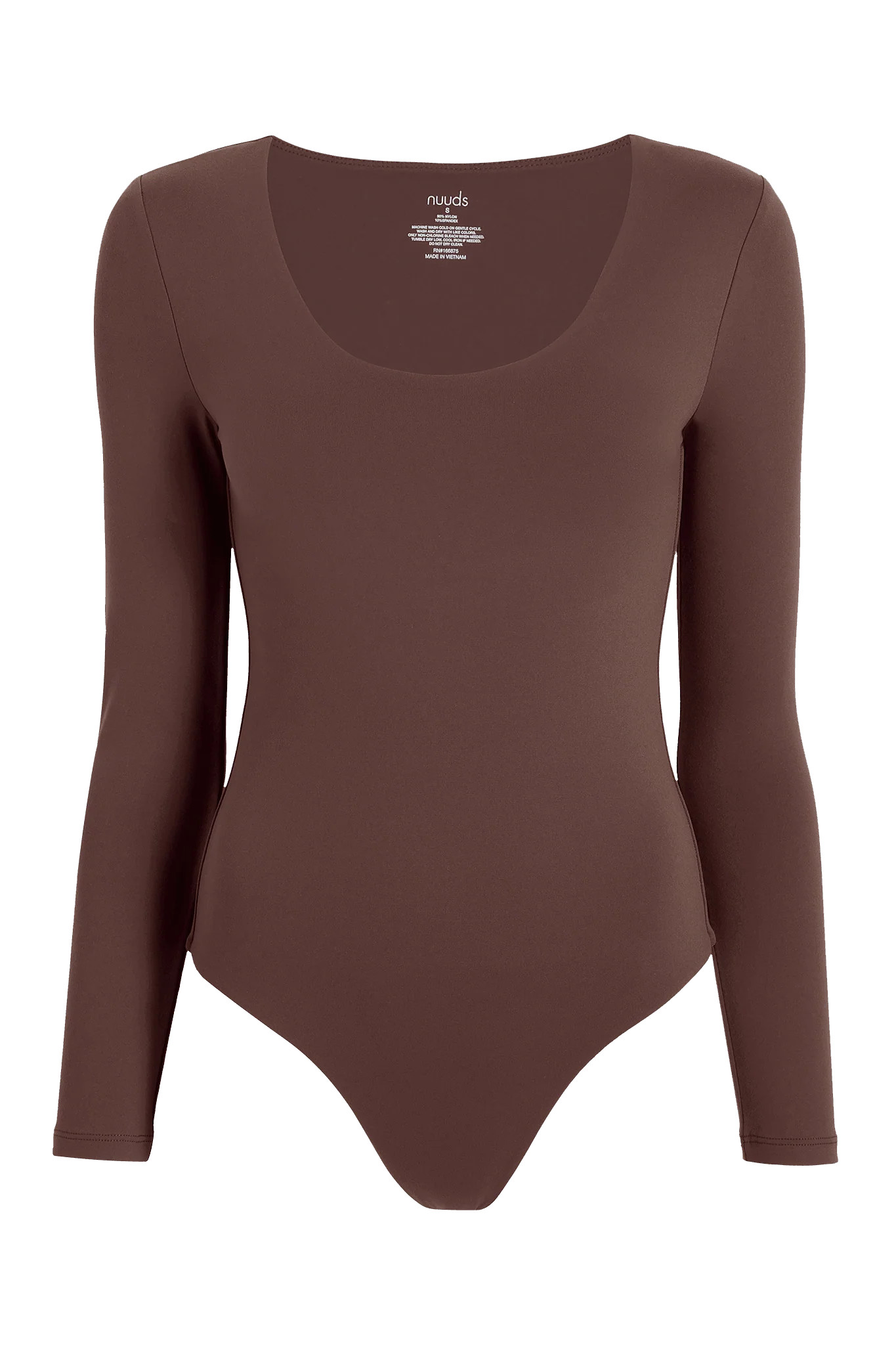 Long Sleeve Scoop Neck Bodysuit | Coffee | nuuds