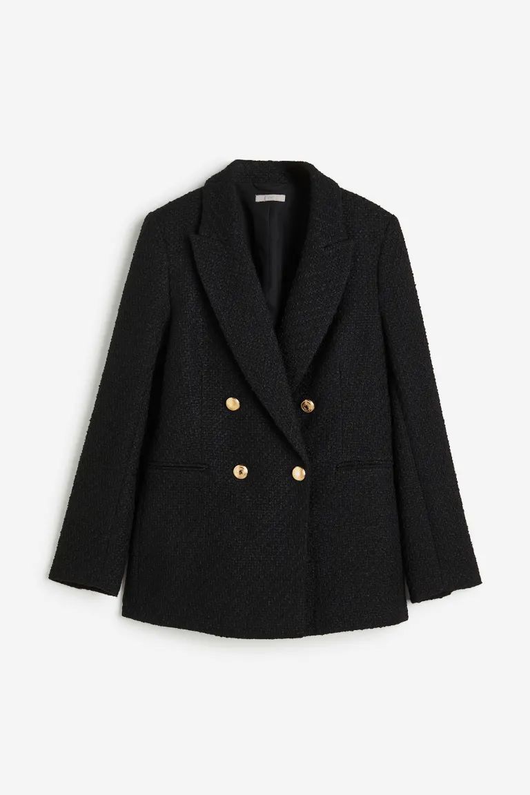 Textured-weave Jacket - Black - Ladies | H&M US | H&M (US + CA)