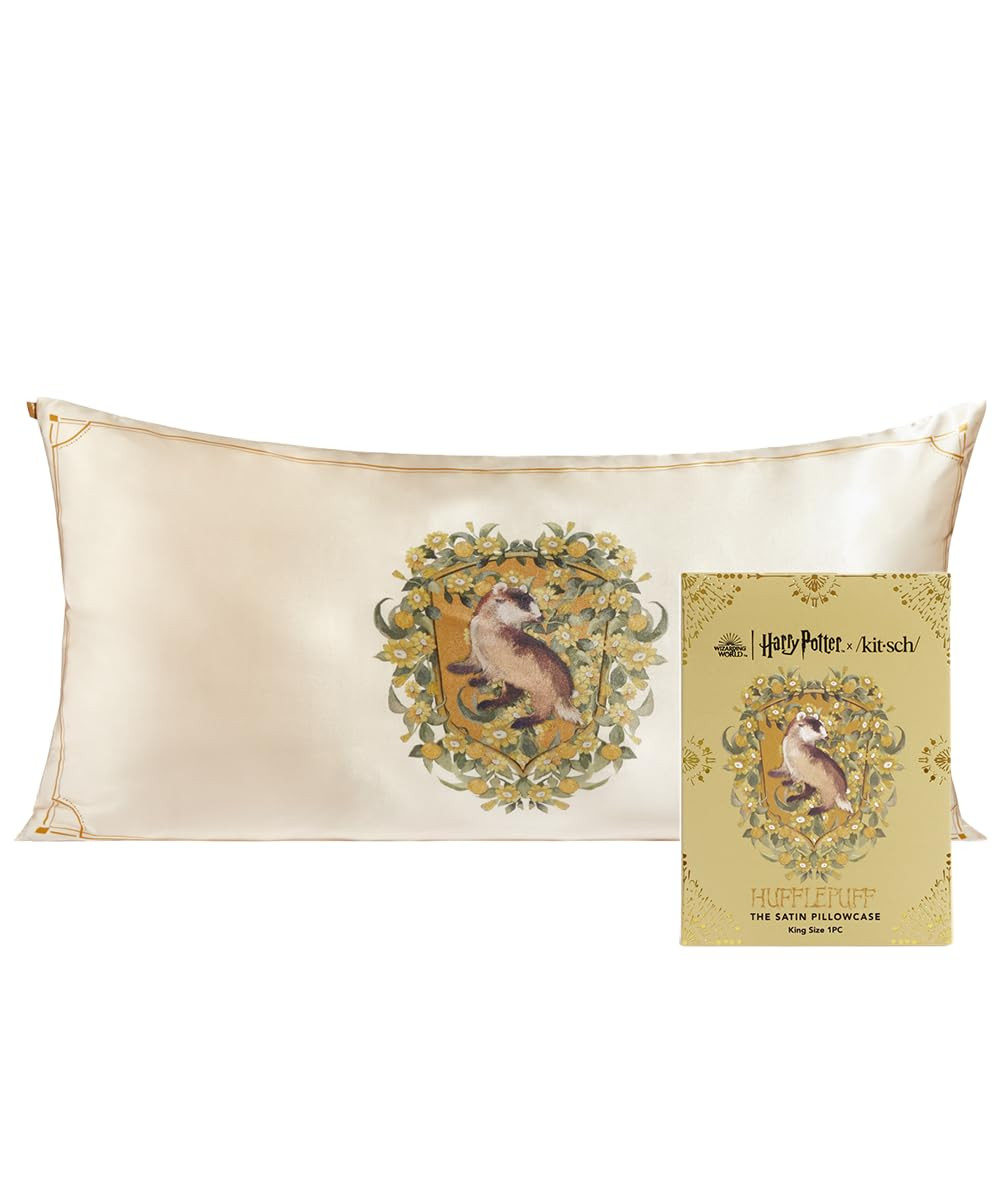 Kitsch x Harry Potter Hufflepuff Satin Pillowcase with Zipper for Hair & Skin – Double-Sided, S... | Amazon (US)