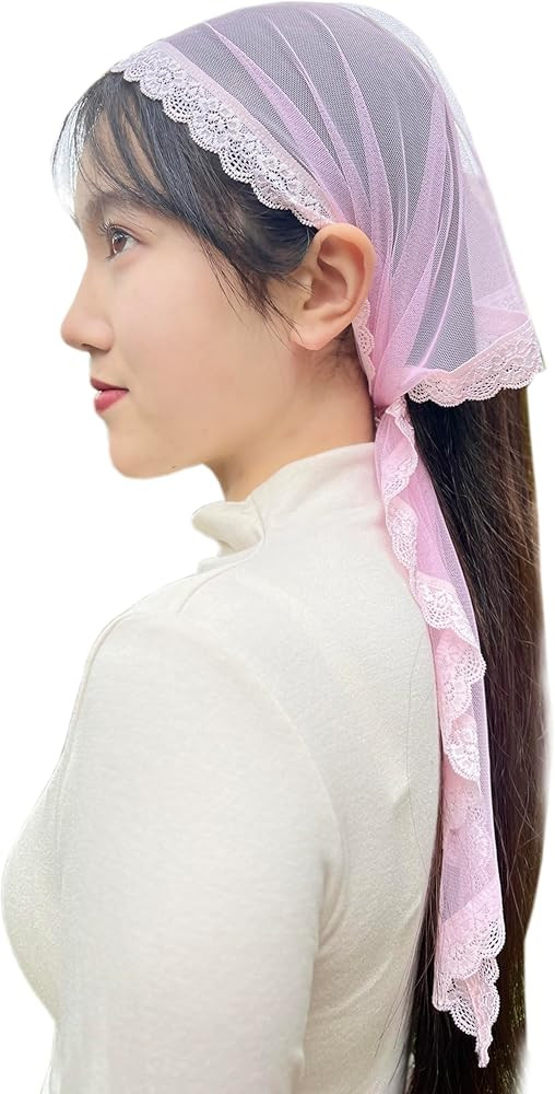 Triangle Chapel Veil Mantilla Lace Headcovering Catholic Latin Mass M15 | Amazon (US)