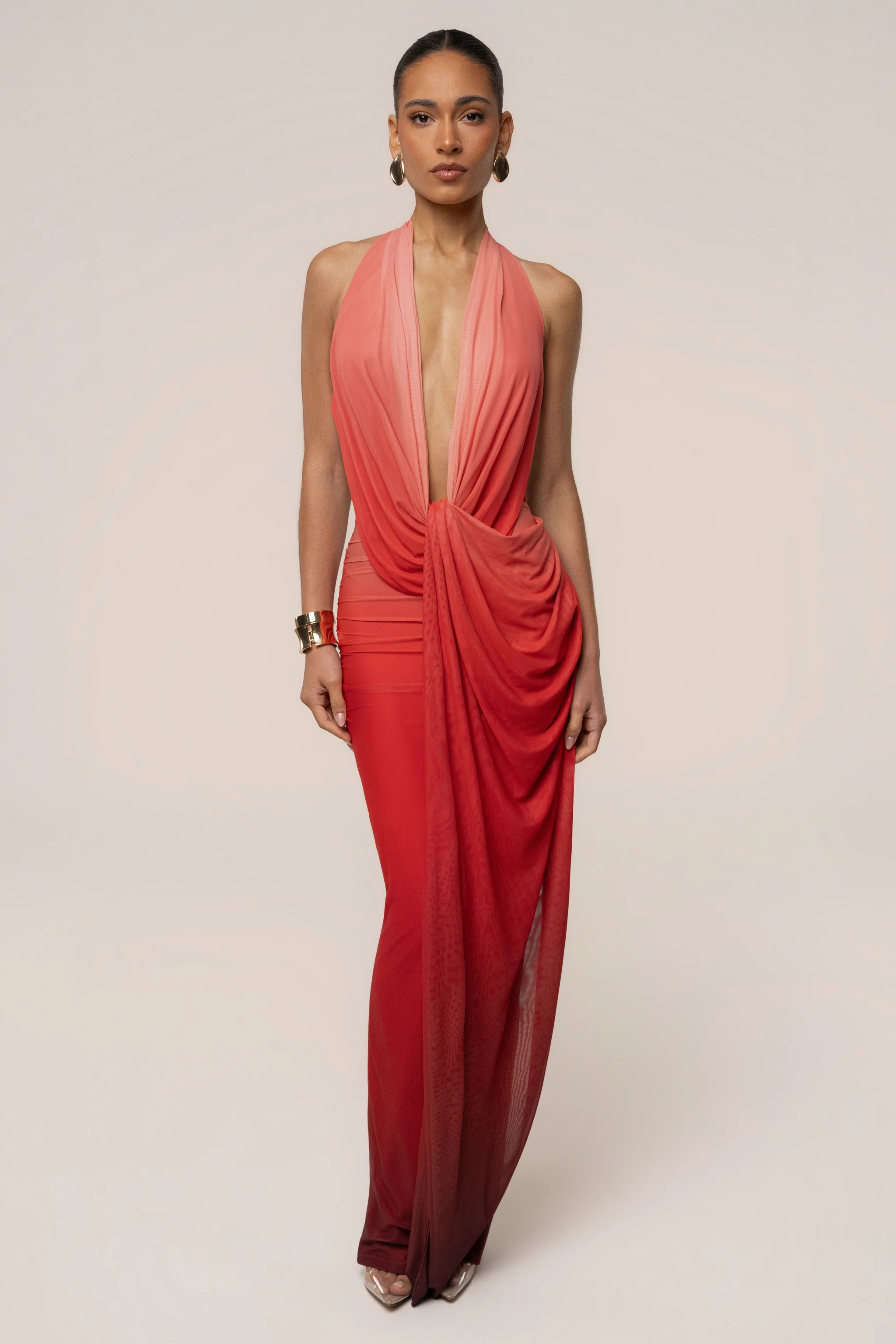 Terra Sol Alaina Plunge Maxi Dress | JLUXLABEL US