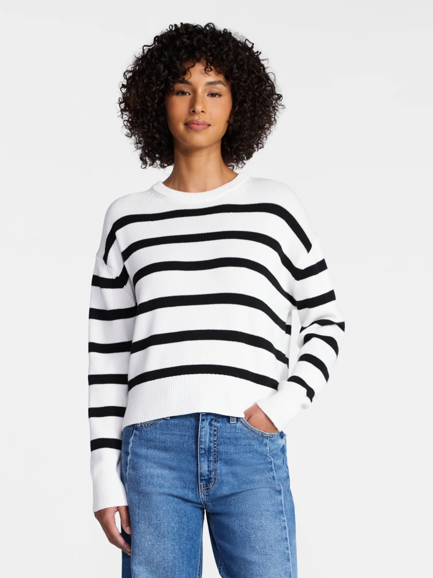 Time and Tru Women's Pullover Crewneck Sweater with Long Sleeves, Sizes XS-XXXL | Walmart (US)
