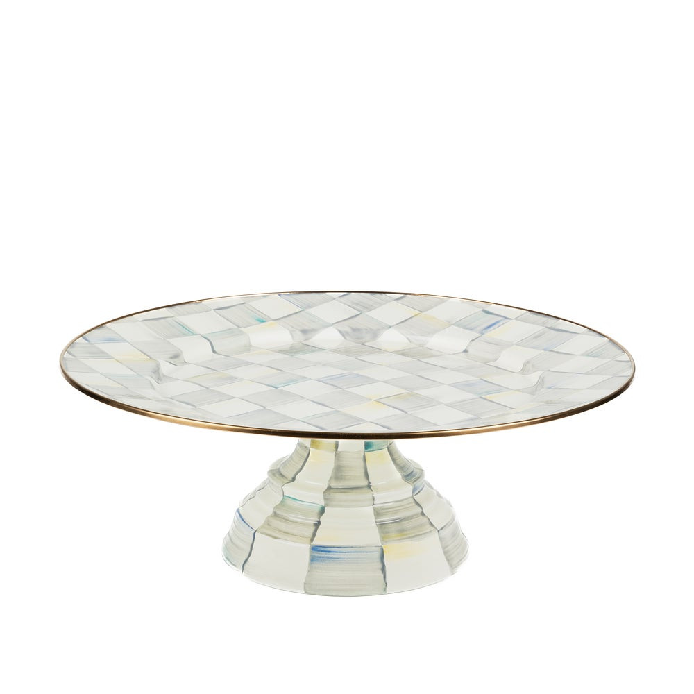 Sterling Check Large Pedestal Platter | MacKenzie-Childs