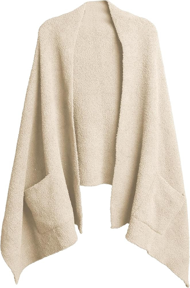 Hixiaohe Womens Shawl Wraps Casual Warm Soft Open Front Scarf with Pockets Blanket Cardigan Coat ... | Amazon (US)