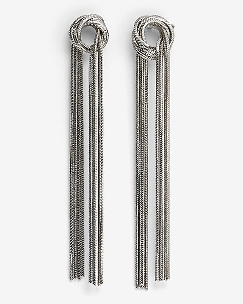 Open Knot Fringe Drop Earrings | Express