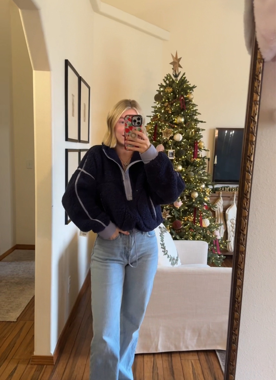 Sized up to a medium in the Sherpa free people look alike! Jeans are a fav from Abercrombie, wearing a 25 regular 

#LTKCyberWeek #LTKSeasonal #LTKGiftGuide