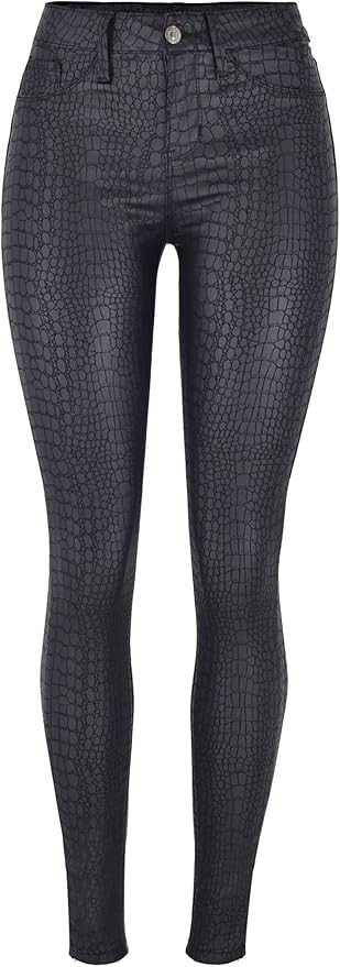 WAYRUNZ Womens High Waisted Stretch Faux Leather Pants PU Coated Legging Juniors | Amazon (US)