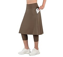 ANIVIVO Women Long Knee Length Skirt with Capris Leggings,Skirted Leegings with High Waisted Zipper  | Amazon (US)
