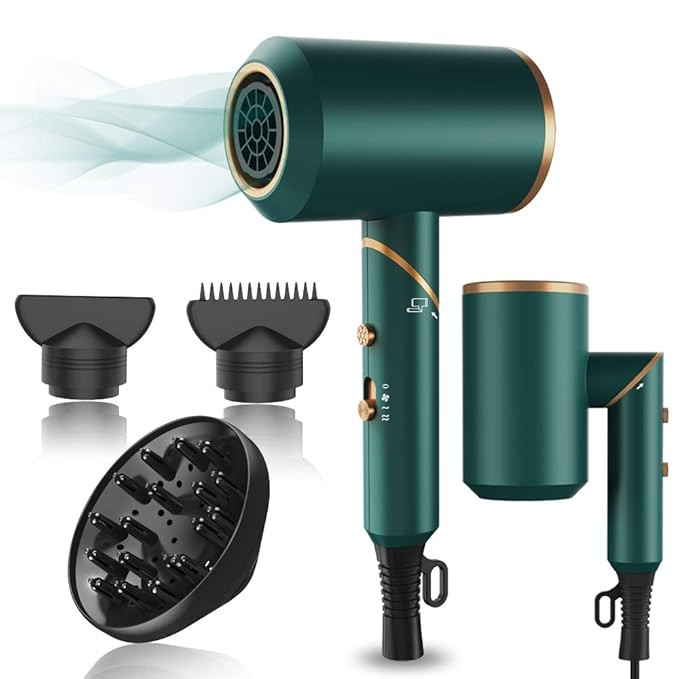 Hair Dryer,1800W Professional Ionic Hair Dryer with Diffuser and Nozzles, Powerful Blow Dryer for... | Amazon (US)