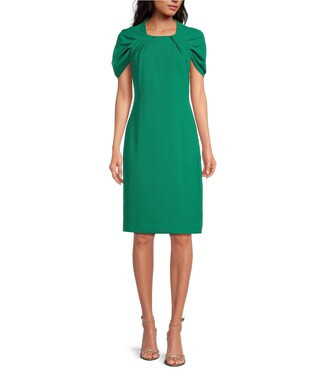Keshi 2 Crepe Square Neck Short Gathered Sleeve Sheath Dress | Dillard's