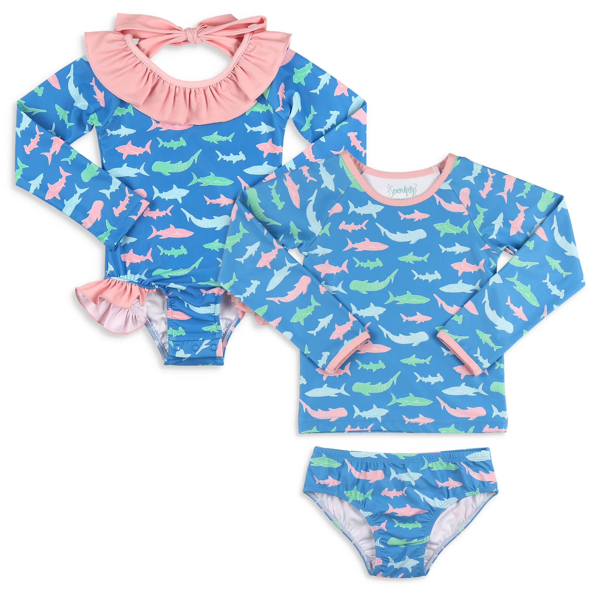 Girls Jaws Rash Guard Suit - XS - Shrimp and Grits Kids | Shrimp and Grits Kids