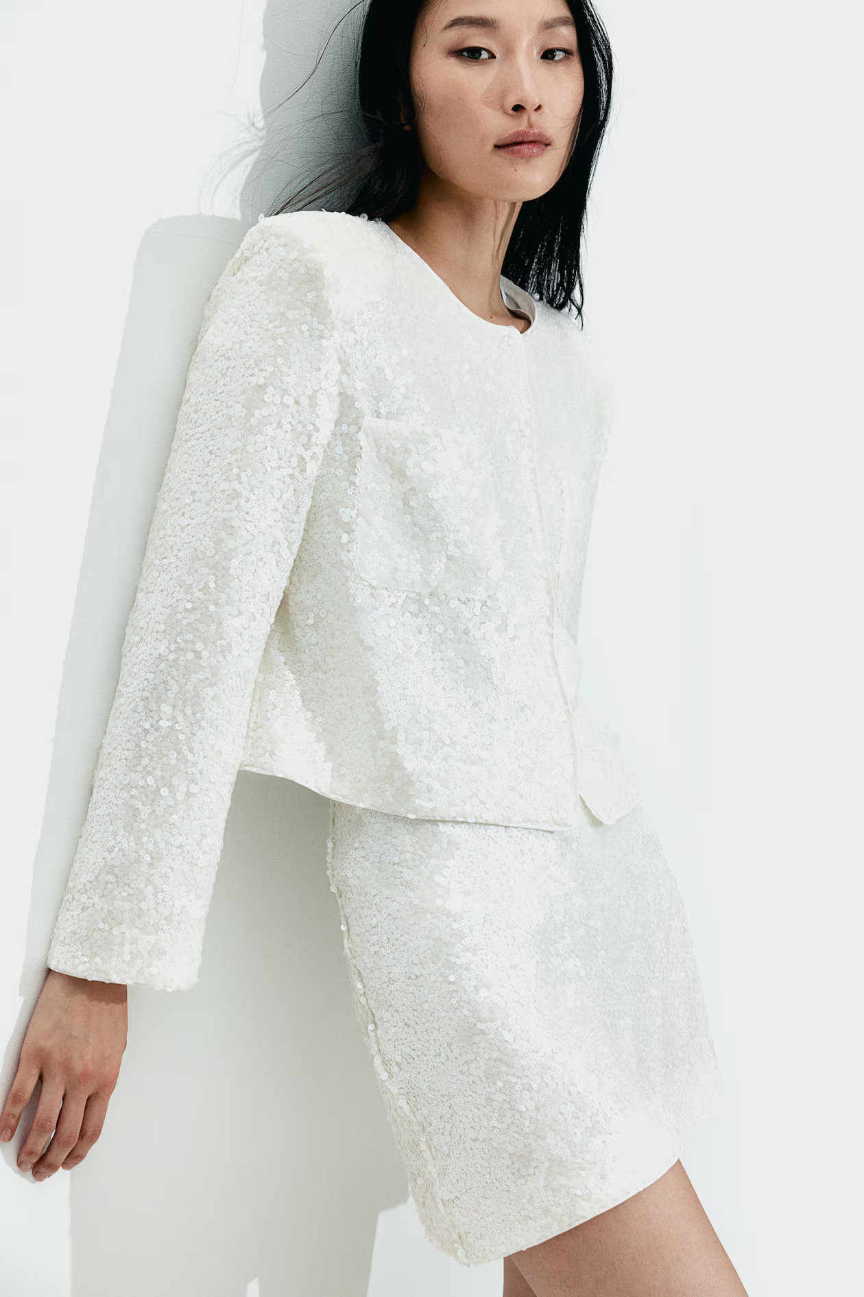 Sequined Blouse - White - Ladies | H&M US | H&M (US + CA)