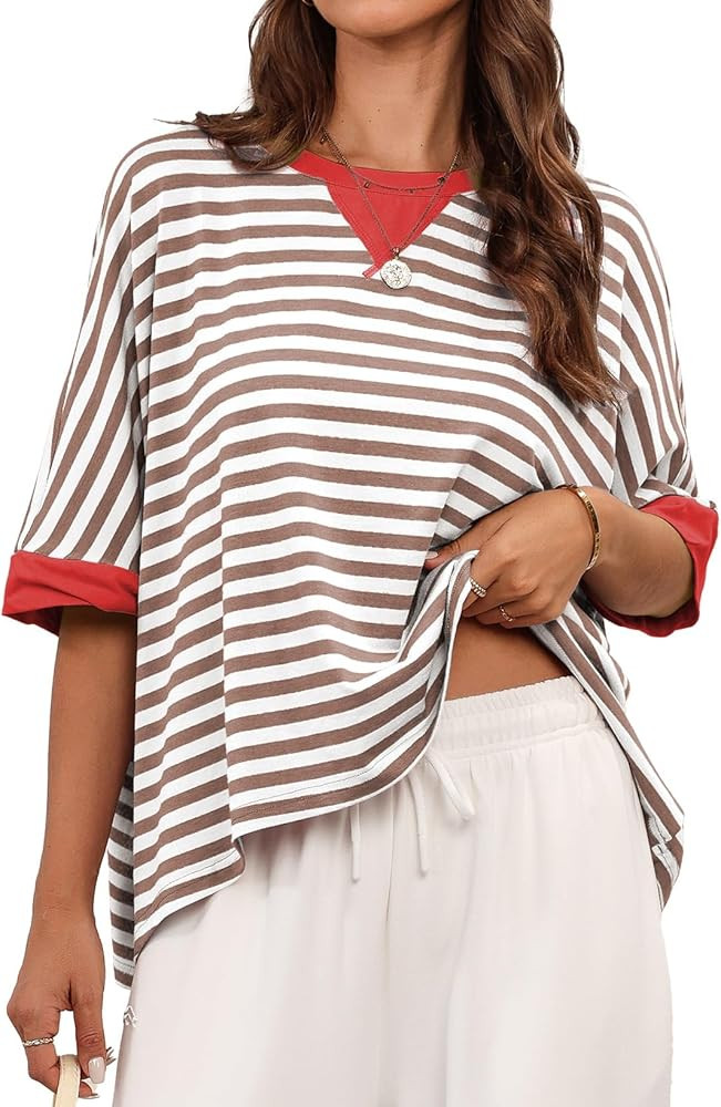Dokotoo Oversized Striped Tshirts | Amazon (US)