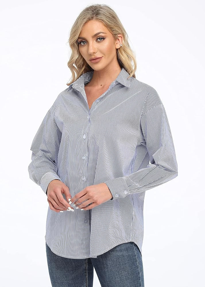 JLCNCUE Women's Classic Long Sleeve Shirt Street Fashion Flannel Plaid Shirt Oversized Tops Blouses  | Amazon (US)