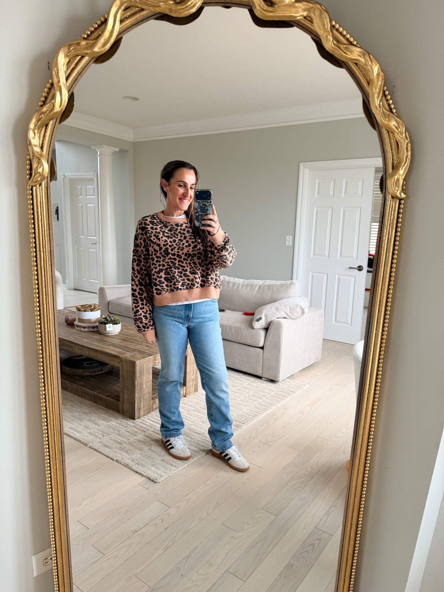 Unfortunately exact sweatshirt is sold out but I added similar! These are amazing jeans but definitely a splurge 
Size medium in the tops and 28 in the jeans 

#LTKootd #LTKSeasonal #LTKOver40