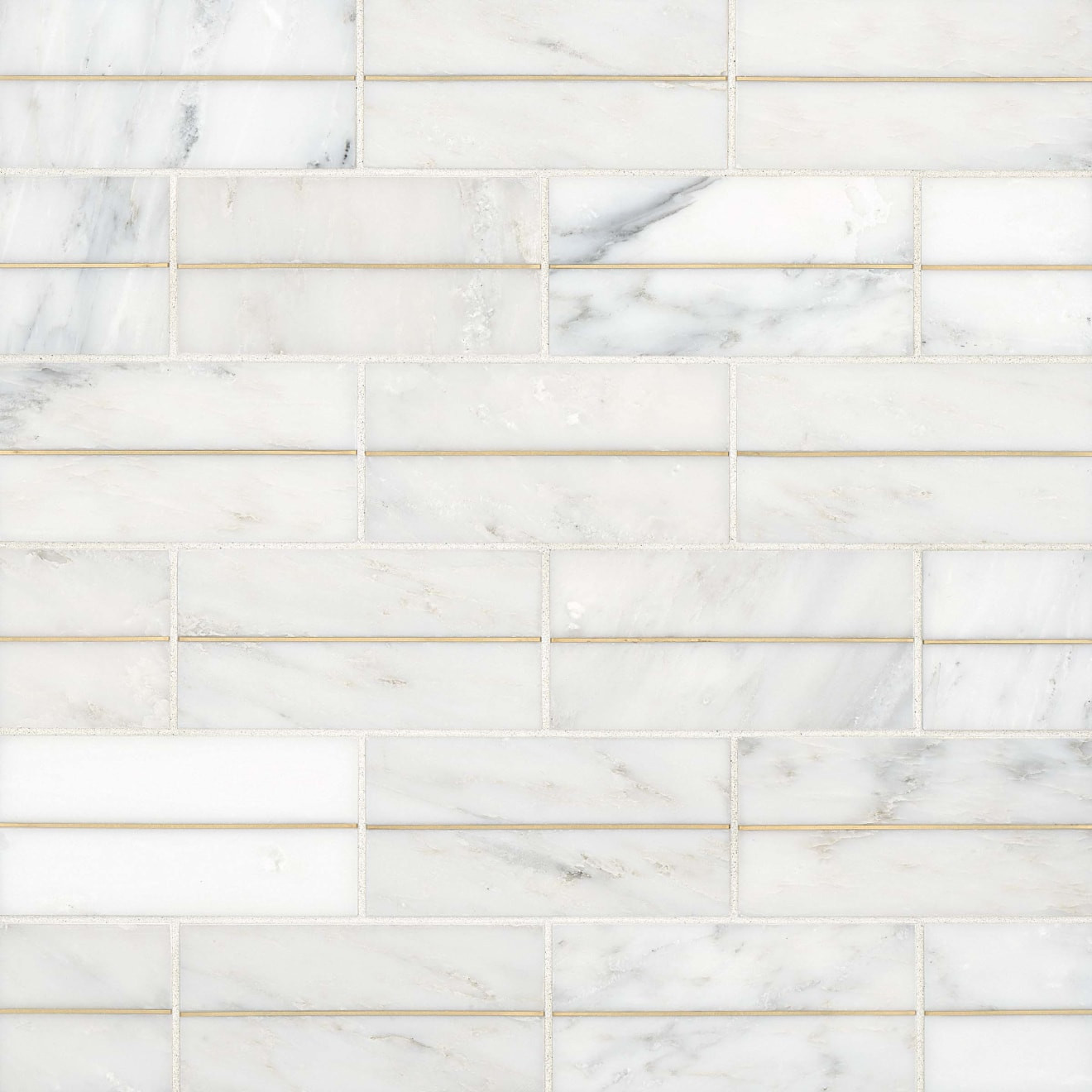 Ferrara 3" x 6" Honed Marble Decorative Tile with Brass in Bianco | Bedrosians Tile and Stone